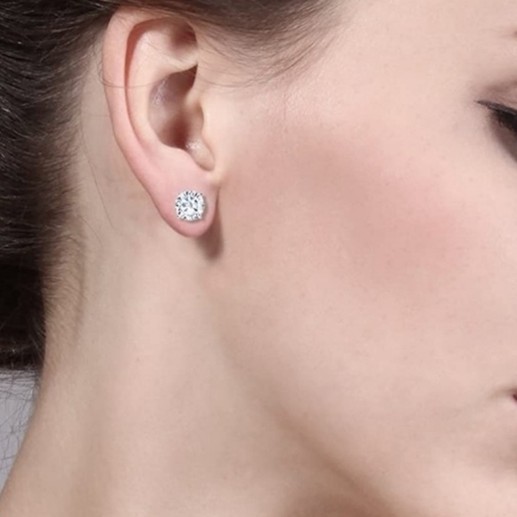 Certified 14k White Gold 3.80ct Diamond Earrings Moissanite Charles Colvard - Picture 3 of 5